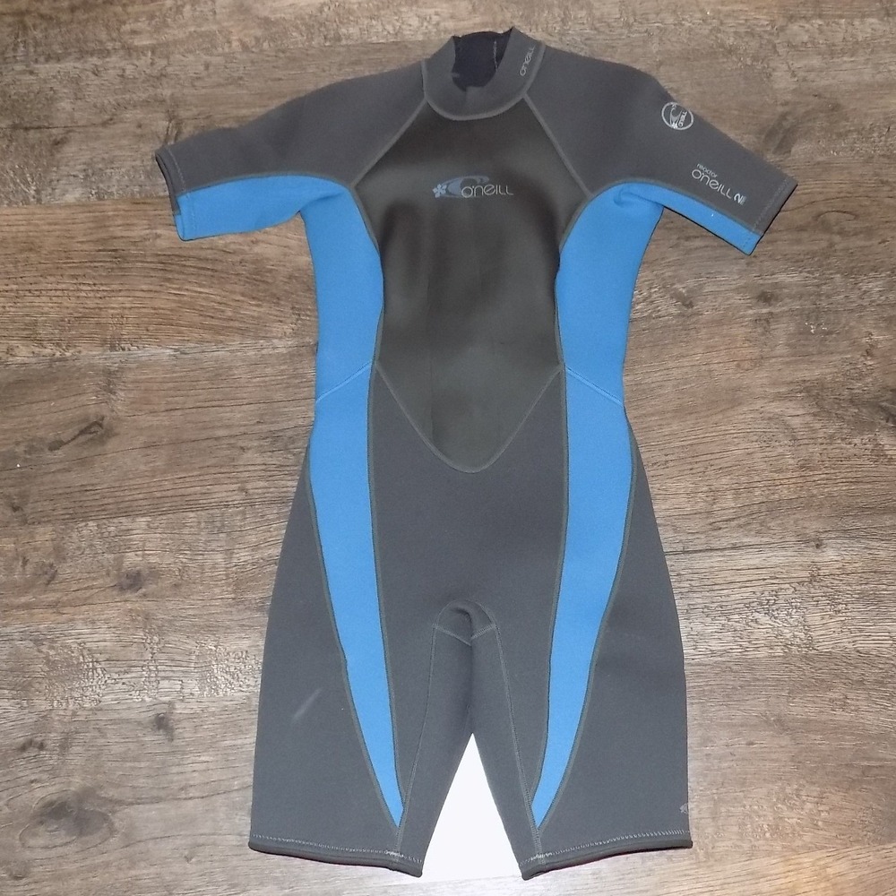 O'Neill Reactor Wetsuit Kids Size 12 Grey Blue Shorts